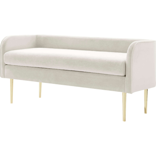 Marsha Storage Bench in Beige Velvet & Gold